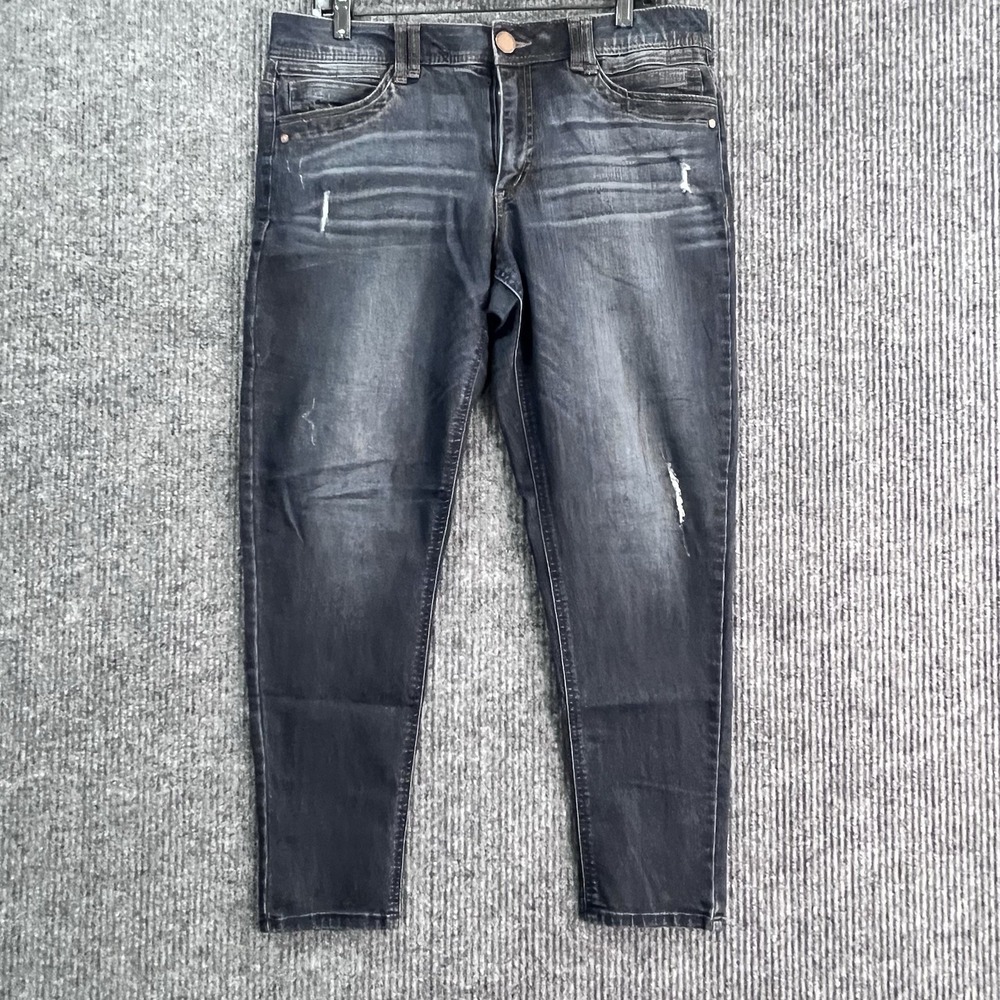 Democracy Womens Ab Solution Tummy Control Jeans Blue Size 12 Distressed